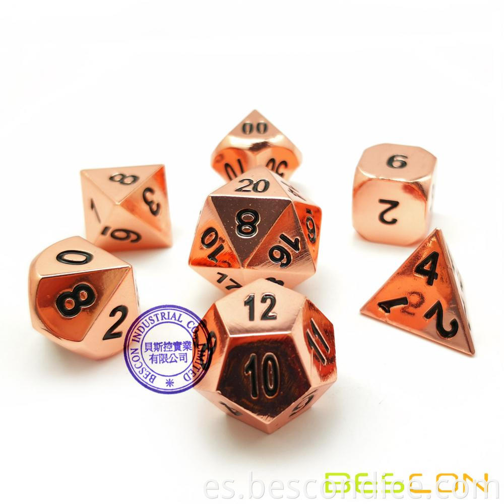 Heavy Rose Copper Solid Metal Dice Set 3